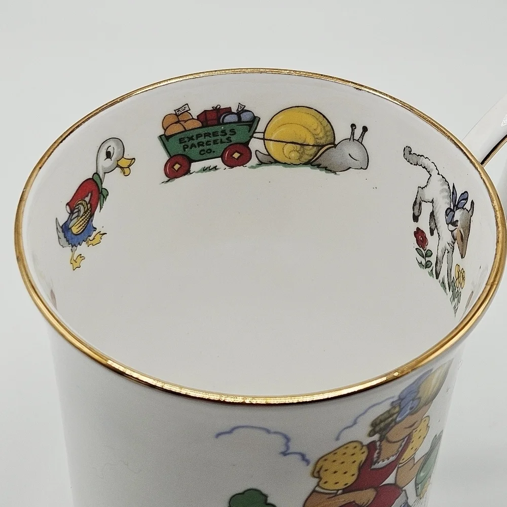 VINTAGE Rosina Nursery Rhyme Mary Mary Tom Tom Mug Gold Trim England Bone China